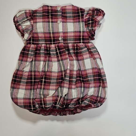 First Impressions Kids Midi Dress Plaid Check Puffer Sleeve Red 12M - Picture 6 of 15